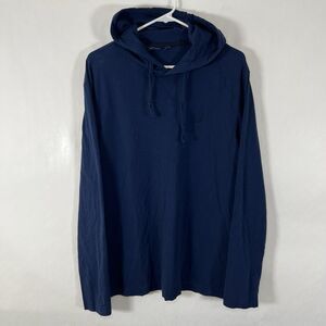 Nautica Lightweight Pullover Hoodie Men Size Medium Navy Blue Black Logo T Shirt